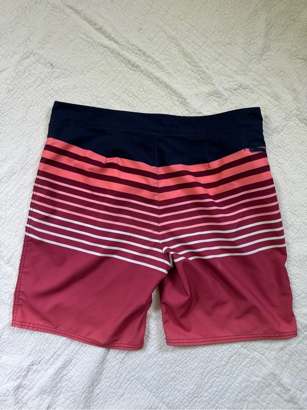 Vineyard Vines Red to Coral Gradient Stripe Swim Board Shorts